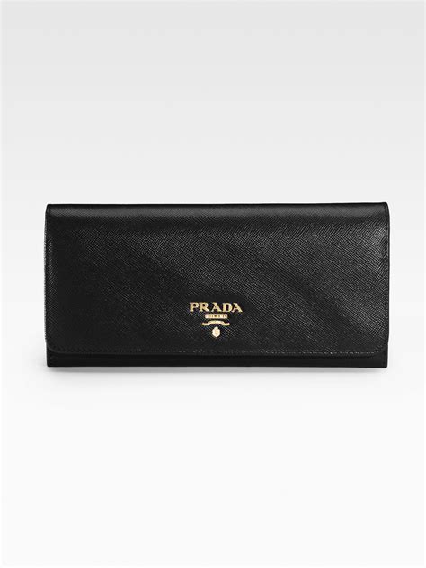 prada continental wallet with strap black